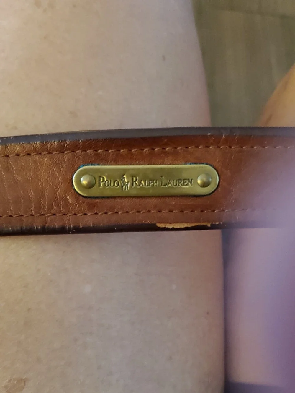 Men's Tan Leather Shoulder Strap with Brass Accent